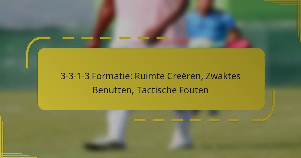 3-3-1-3 Formatie: Ruimte Creëren, Zwaktes Benutten, Tactische Fouten