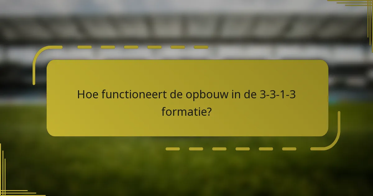 Hoe functioneert de opbouw in de 3-3-1-3 formatie?