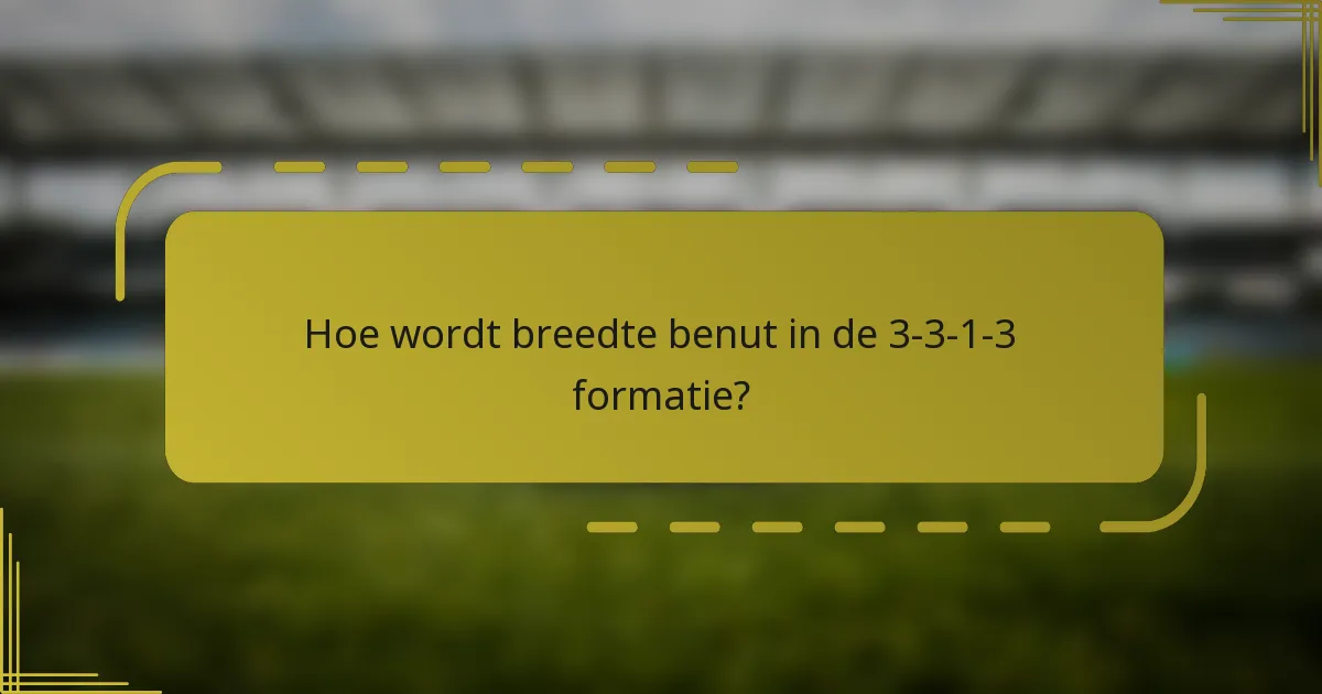 Hoe wordt breedte benut in de 3-3-1-3 formatie?