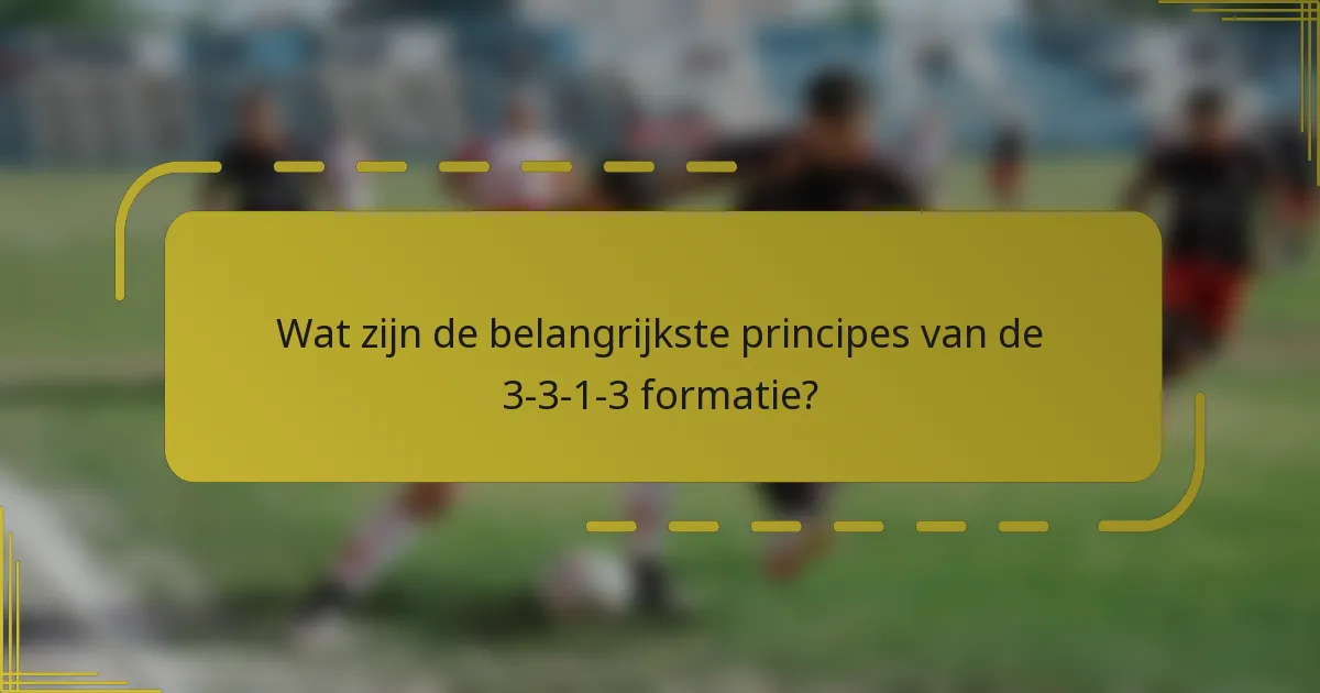 Wat zijn de belangrijkste principes van de 3-3-1-3 formatie?