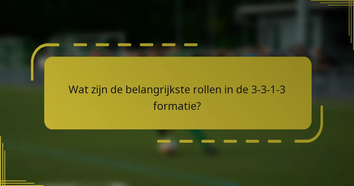 Wat zijn de belangrijkste rollen in de 3-3-1-3 formatie?