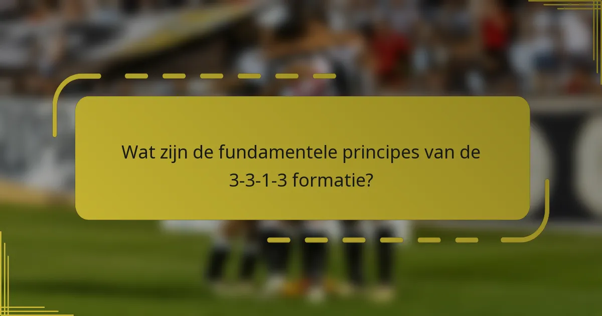 Wat zijn de fundamentele principes van de 3-3-1-3 formatie?