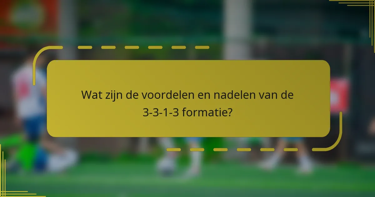 Wat zijn de voordelen en nadelen van de 3-3-1-3 formatie?