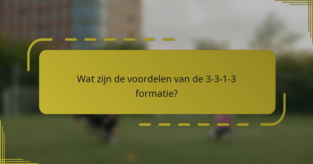 Wat zijn de voordelen van de 3-3-1-3 formatie?